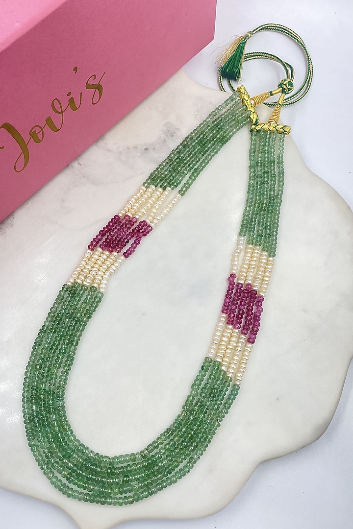 Green & Red Freshwater Pearl Long Necklace by Jovi Jewels at Pernia's Pop Up Shop