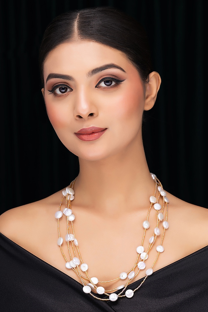 Golden Freshwater Pearl Layered Necklace by Jovi Jewels at Pernia's Pop Up Shop