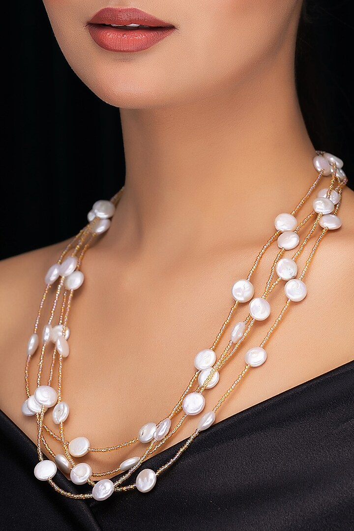 Golden Freshwater Pearl Layered Necklace by Jovi Jewels at Pernia's Pop Up Shop