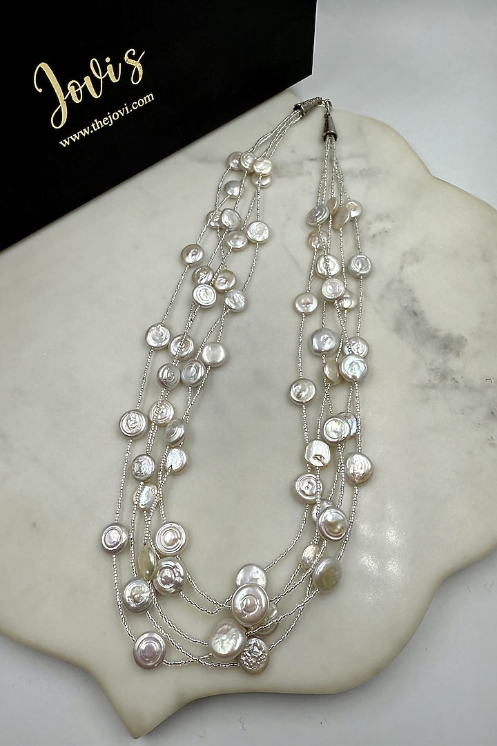 Silver Freshwater Pearl Layered Necklace by Jovi Jewels at Pernia's Pop Up Shop
