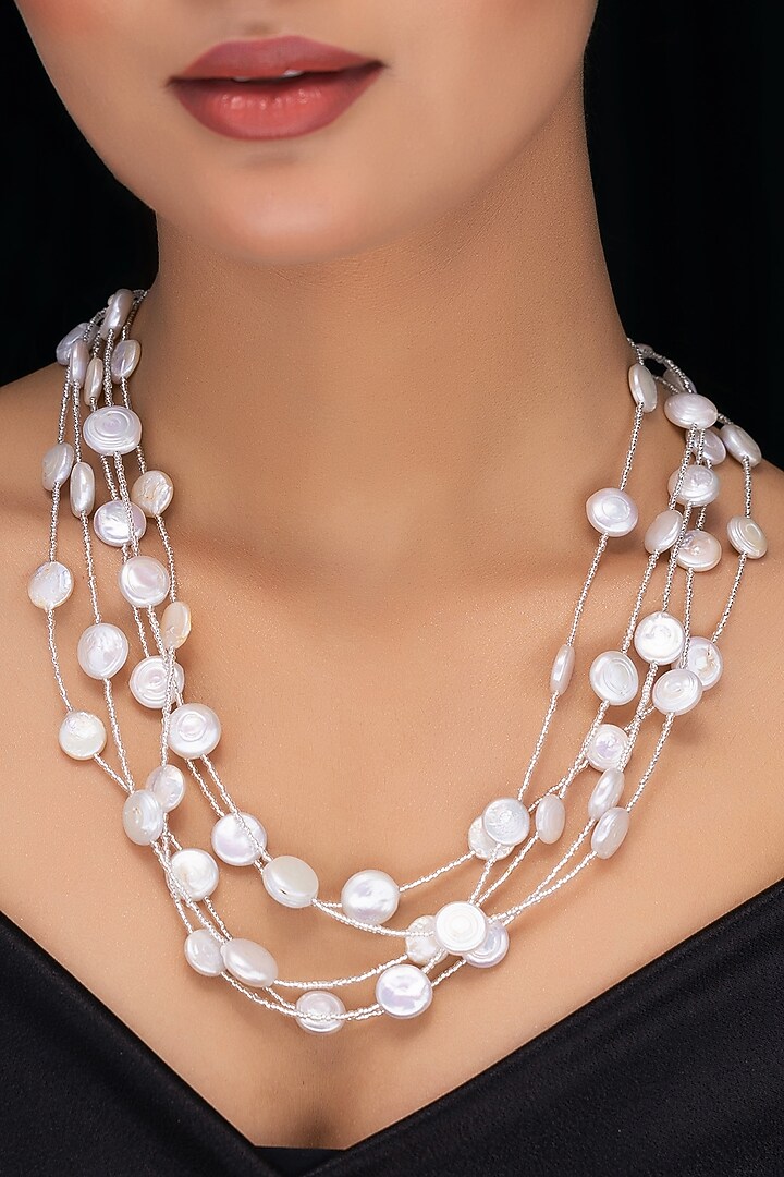 Silver Freshwater Pearl Layered Necklace by Jovi Jewels at Pernia's Pop Up Shop