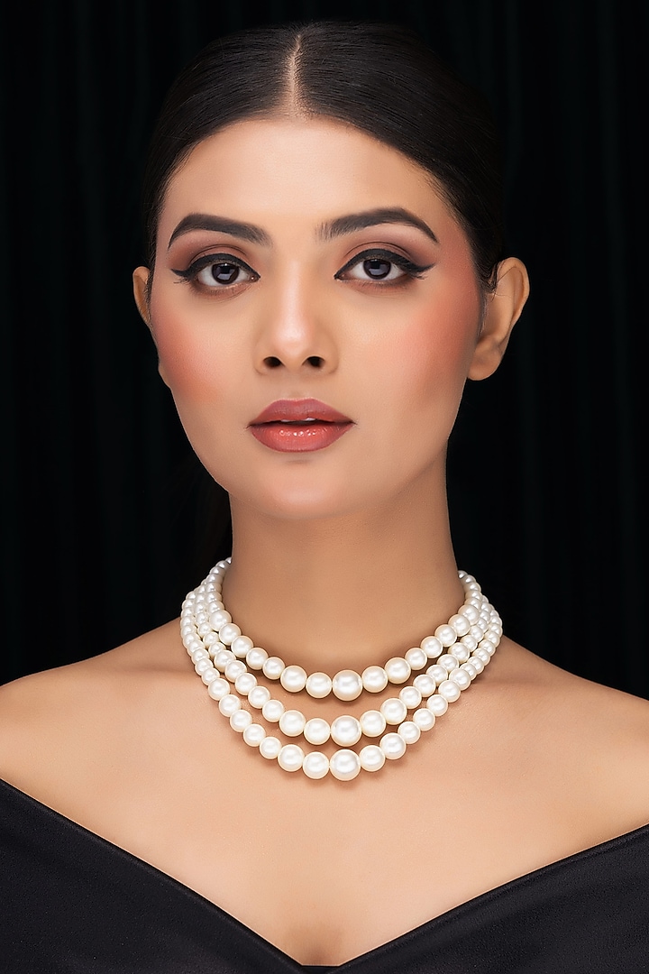 White Shell Pearl Layered Necklace by Jovi Jewels at Pernia's Pop Up Shop