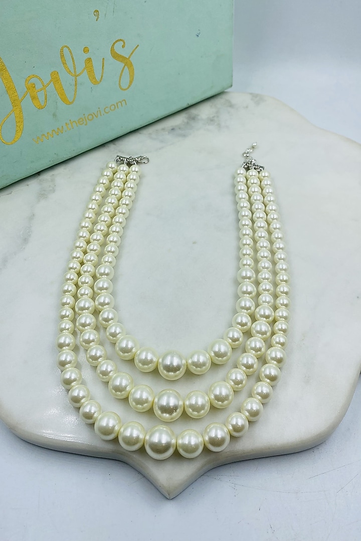 White Shell Pearl Layered Necklace by Jovi Jewels at Pernia's Pop Up Shop