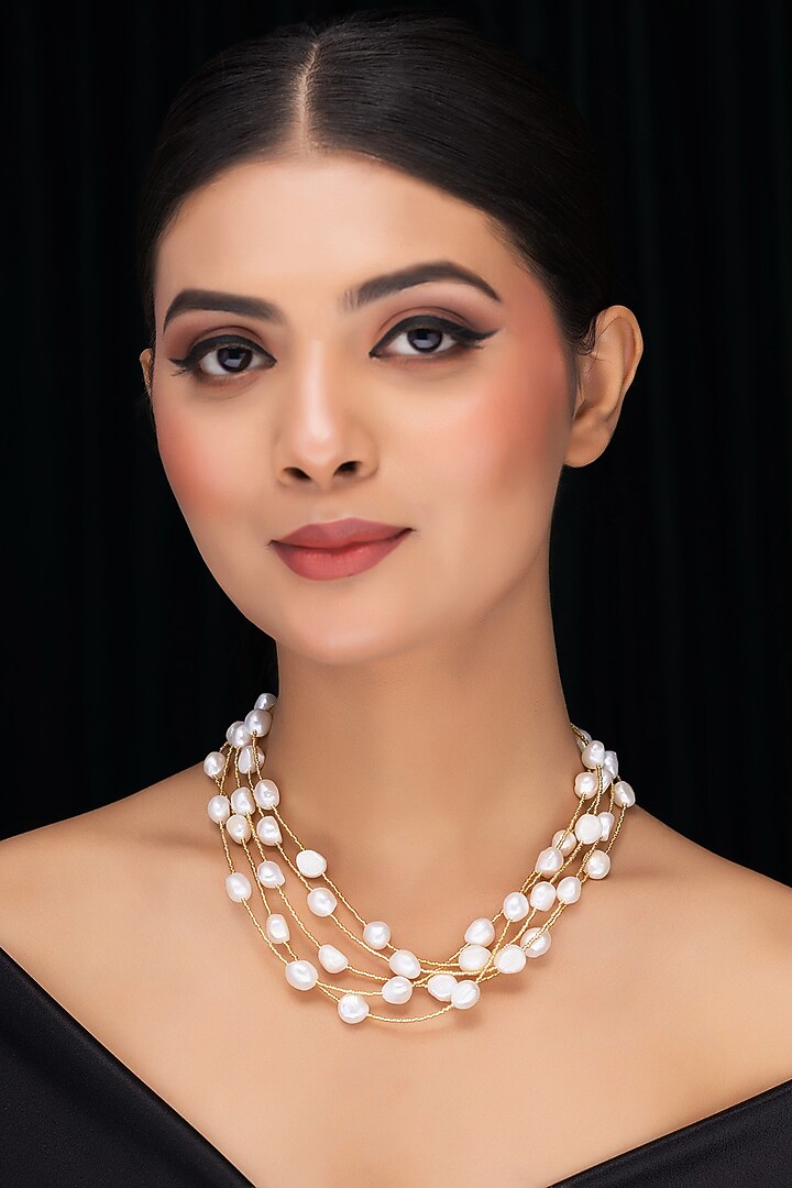 Golden Freshwater Pearl Choker Necklace by Jovi Jewels at Pernia's Pop Up Shop