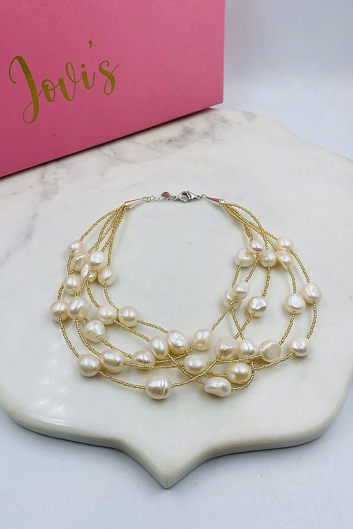 Golden Freshwater Pearl Choker Necklace by Jovi Jewels at Pernia's Pop Up Shop