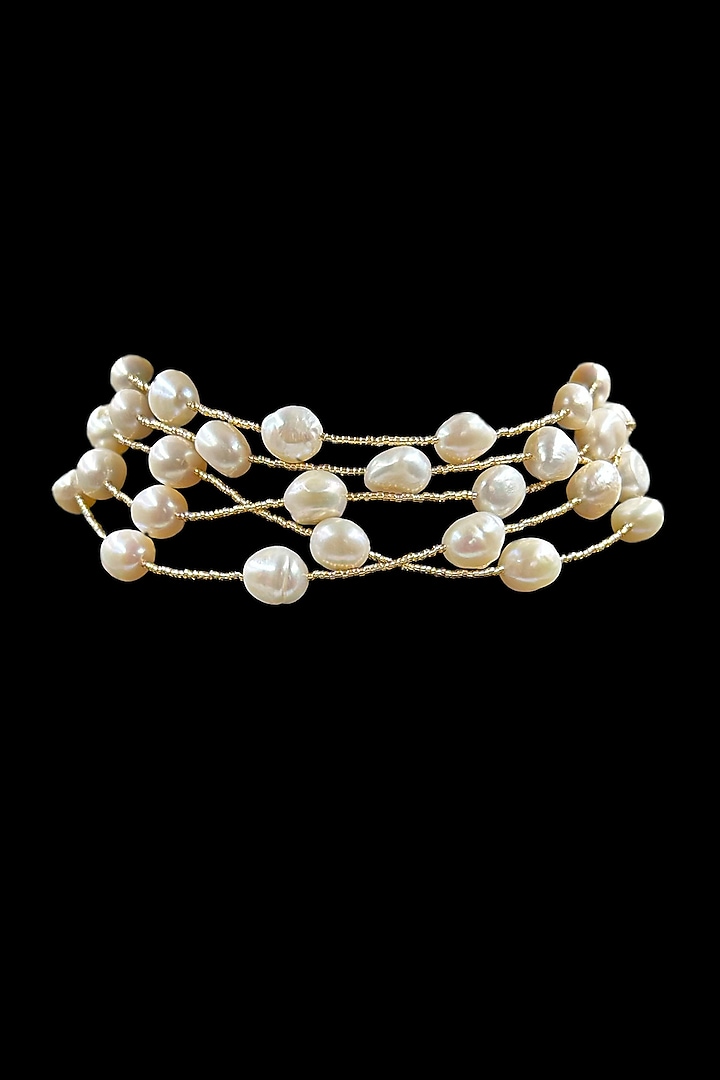 Golden Freshwater Pearl Choker Necklace by Jovi Jewels at Pernia's Pop Up Shop