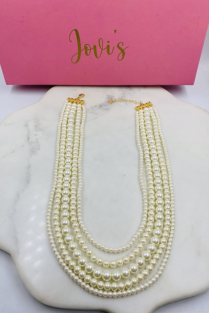 White Shell Pearl Layered Necklace by Jovi Jewels at Pernia's Pop Up Shop