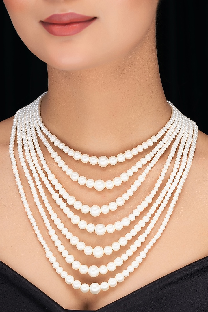 White Shell Pearl Layered Necklace by Jovi Jewels at Pernia's Pop Up Shop