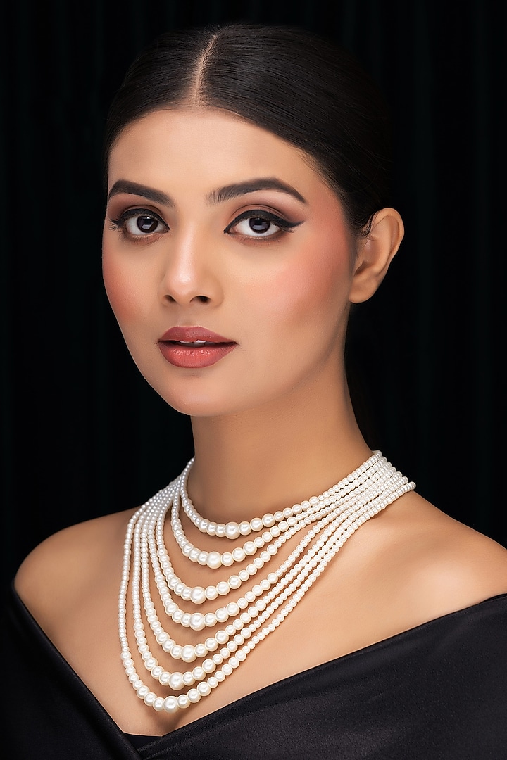 White Shell Pearl Layered Necklace by Jovi Jewels at Pernia's Pop Up Shop