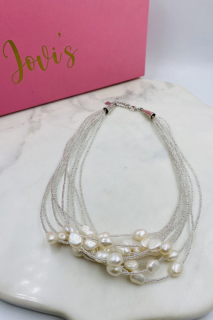 Silver Freshwater Pearl Layered Necklace by Jovi Jewels at Pernia's Pop Up Shop
