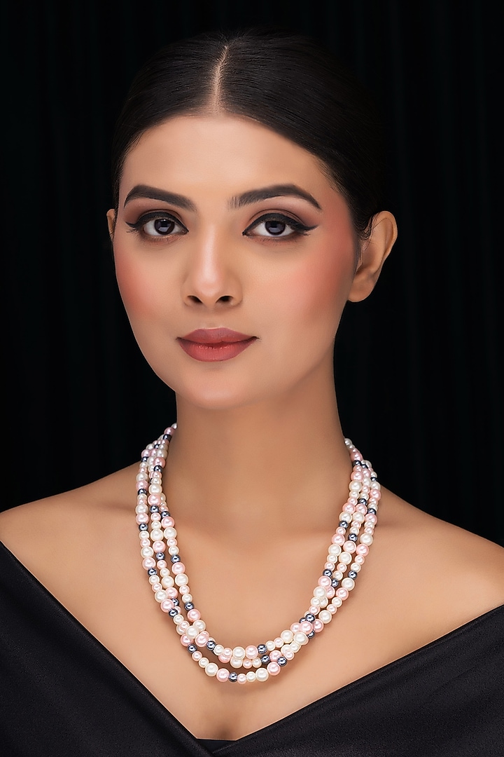 Multi-Colored Shell Pearl Layered Necklace by Jovi Jewels at Pernia's Pop Up Shop