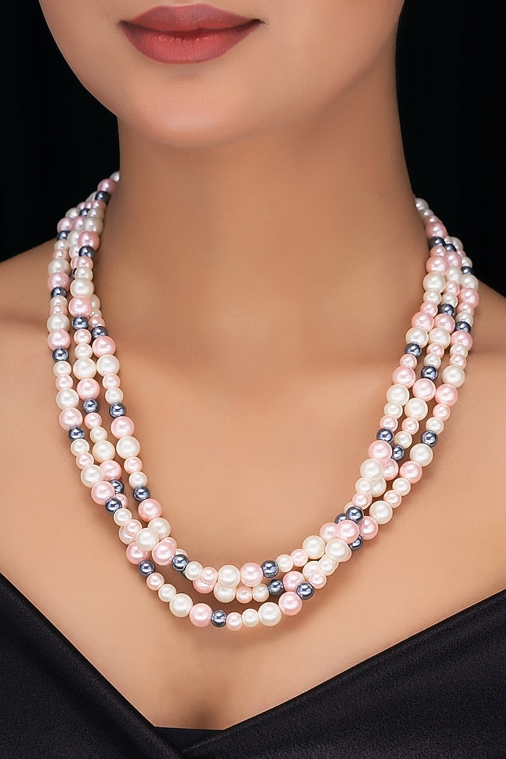 Multi-Colored Shell Pearl Layered Necklace by Jovi Jewels at Pernia's Pop Up Shop