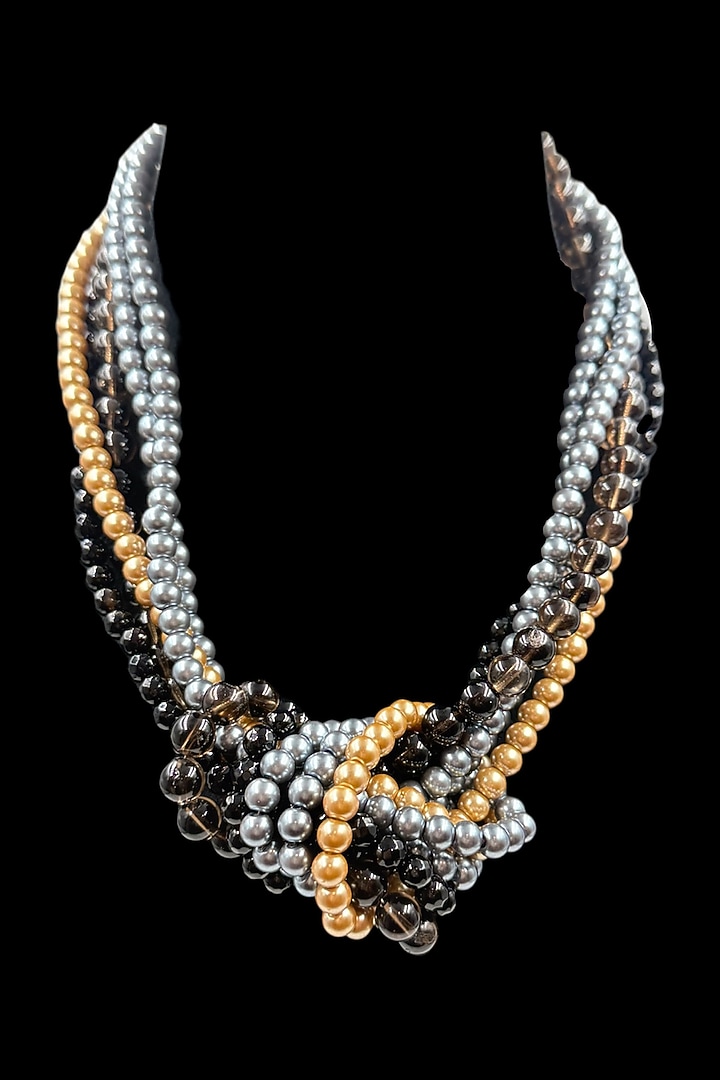 Black Onyx & Shell Pearl Knot Necklace by Jovi Jewels at Pernia's Pop Up Shop