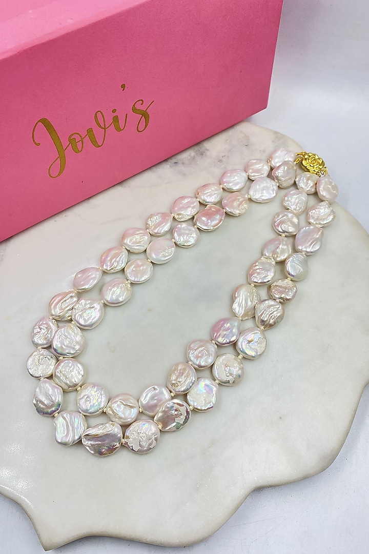 White Freshwater Pearl Layered Necklace by Jovi Jewels at Pernia's Pop Up Shop