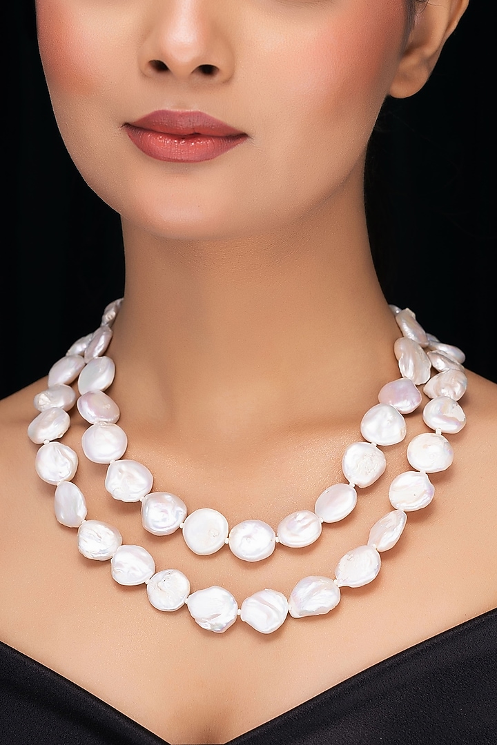White Freshwater Pearl Layered Necklace by Jovi Jewels at Pernia's Pop Up Shop