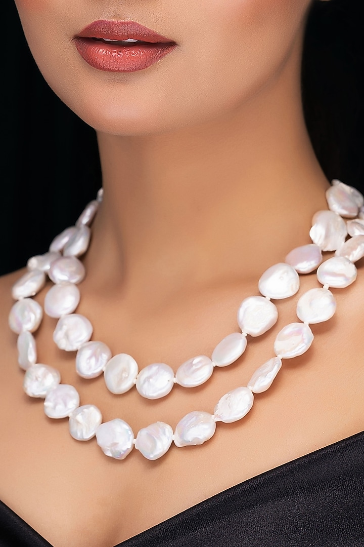 White Freshwater Pearl Layered Necklace by Jovi Jewels at Pernia's Pop Up Shop