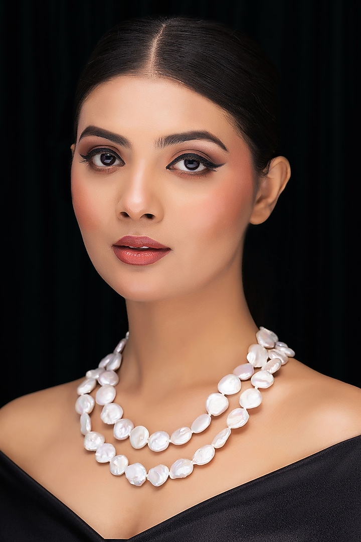 White Freshwater Pearl Layered Necklace by Jovi Jewels at Pernia's Pop Up Shop