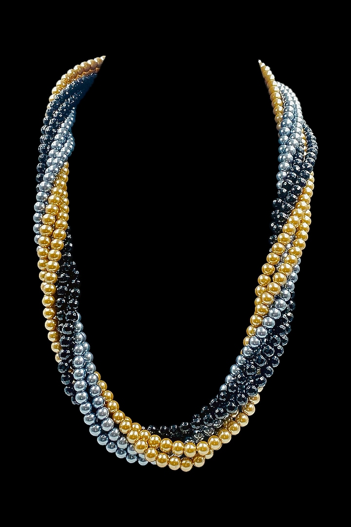 Black Onyx & Shell Pearl Twisted Necklace by Jovi Jewels at Pernia's Pop Up Shop