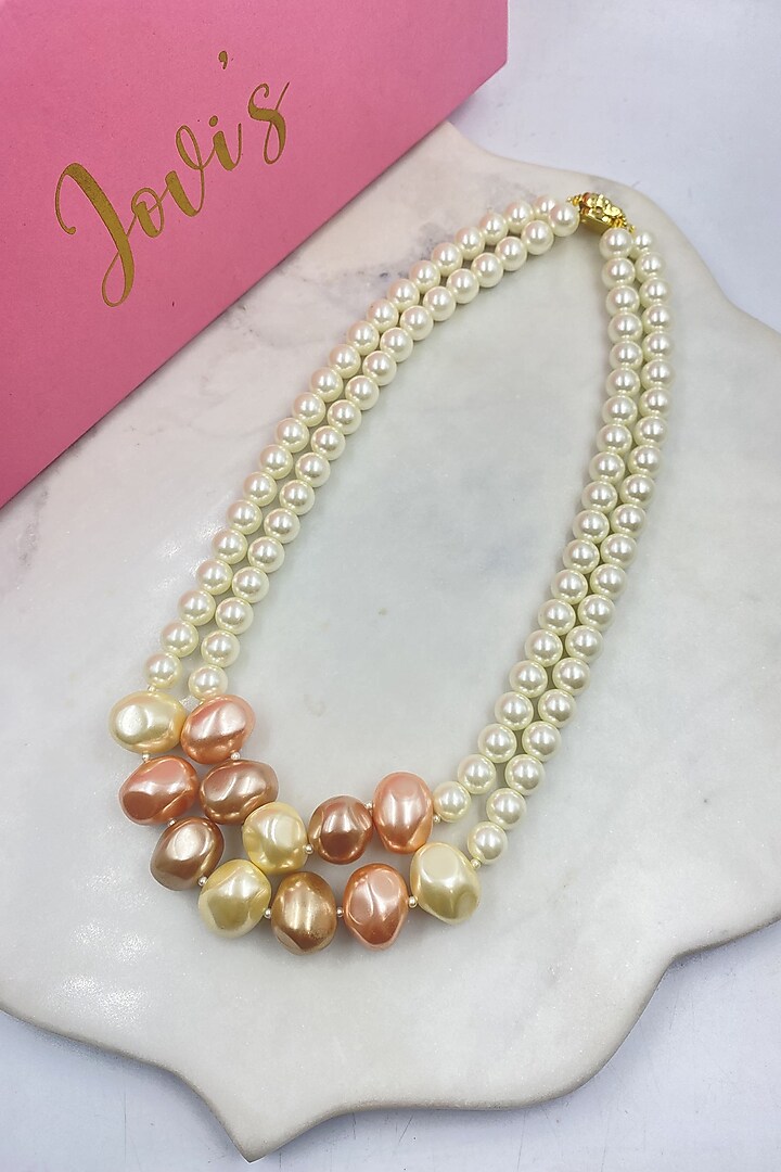 White Shell Pearl Layered Necklace by Jovi Jewels at Pernia's Pop Up Shop