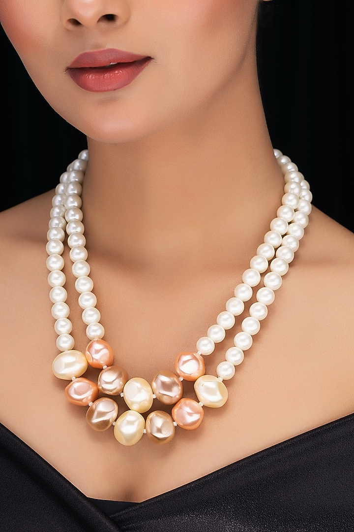 White Shell Pearl Layered Necklace by Jovi Jewels at Pernia's Pop Up Shop