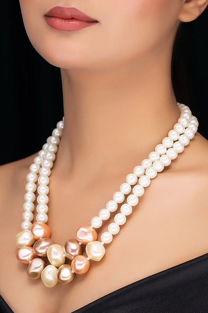 White Shell Pearl Layered Necklace by Jovi Jewels at Pernia's Pop Up Shop