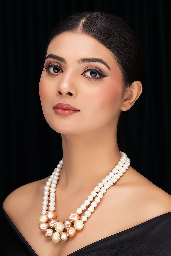 White Shell Pearl Layered Necklace by Jovi Jewels at Pernia's Pop Up Shop