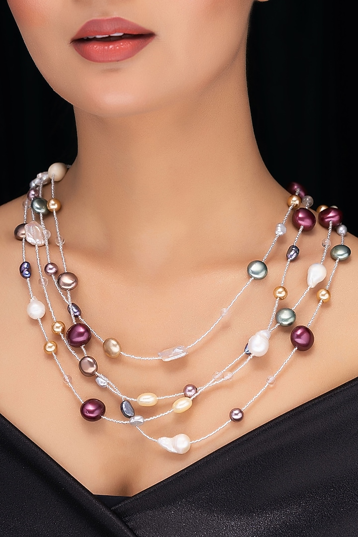 Multi-Colored Freshwater Pearl Layered Necklace by Jovi Jewels at Pernia's Pop Up Shop