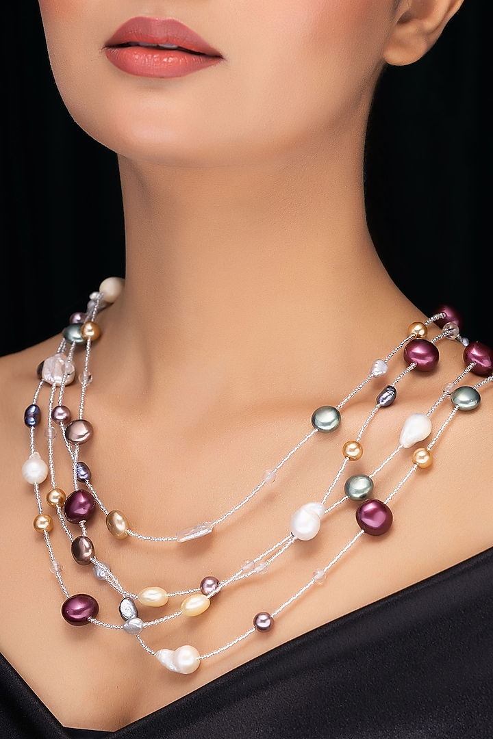 Multi-Colored Freshwater Pearl Layered Necklace by Jovi Jewels at Pernia's Pop Up Shop