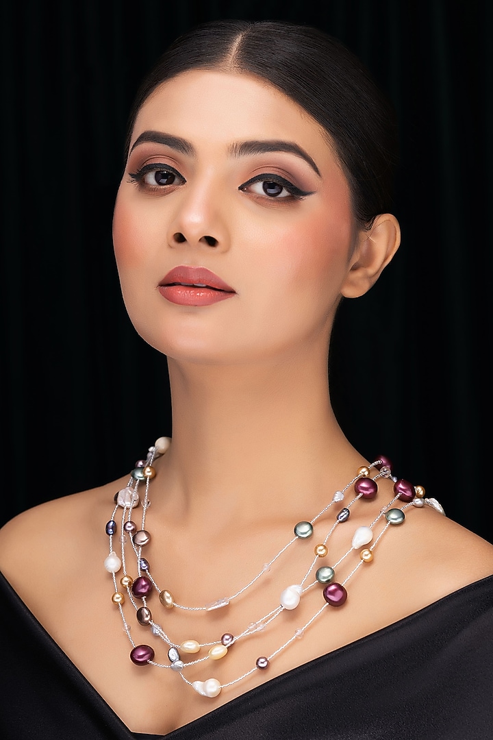 Multi-Colored Freshwater Pearl Layered Necklace by Jovi Jewels at Pernia's Pop Up Shop