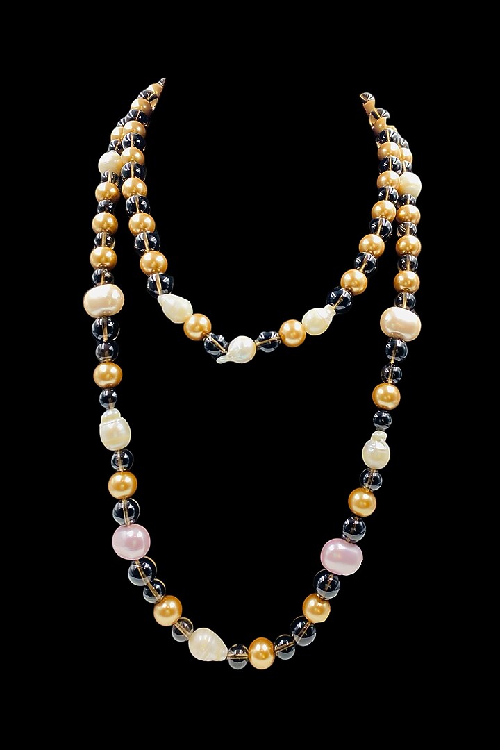 Freshwater Pearl & Smoky Topaz Long Necklace by Jovi Jewels at Pernia's Pop Up Shop