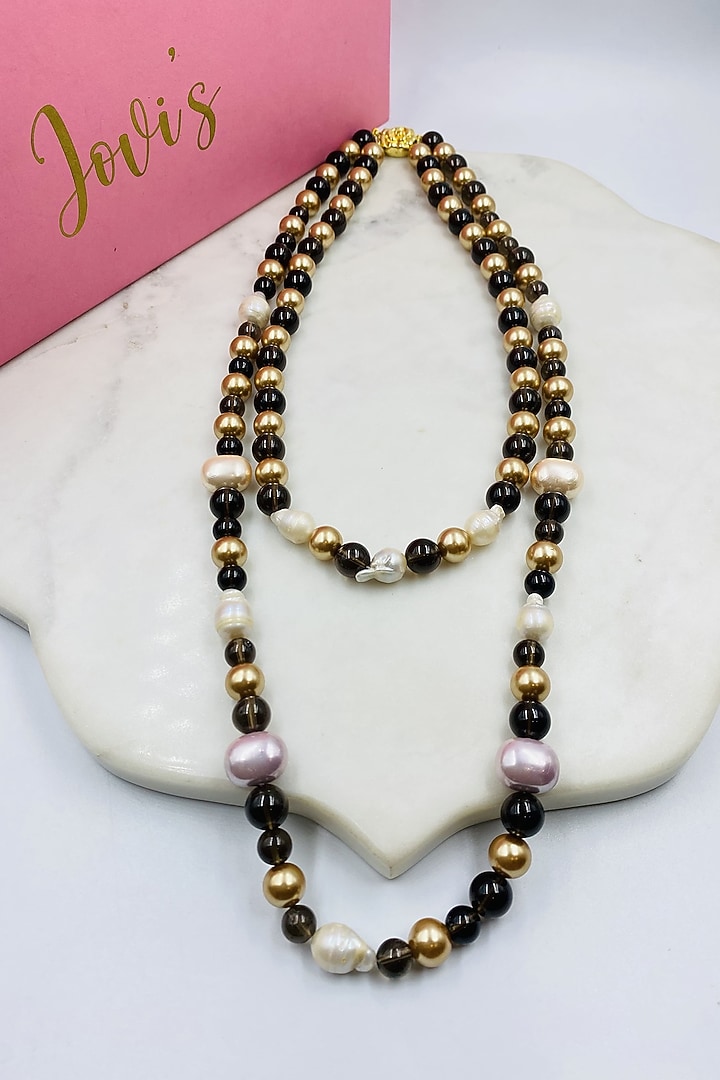 Freshwater Pearl & Smoky Topaz Long Necklace by Jovi Jewels at Pernia's Pop Up Shop