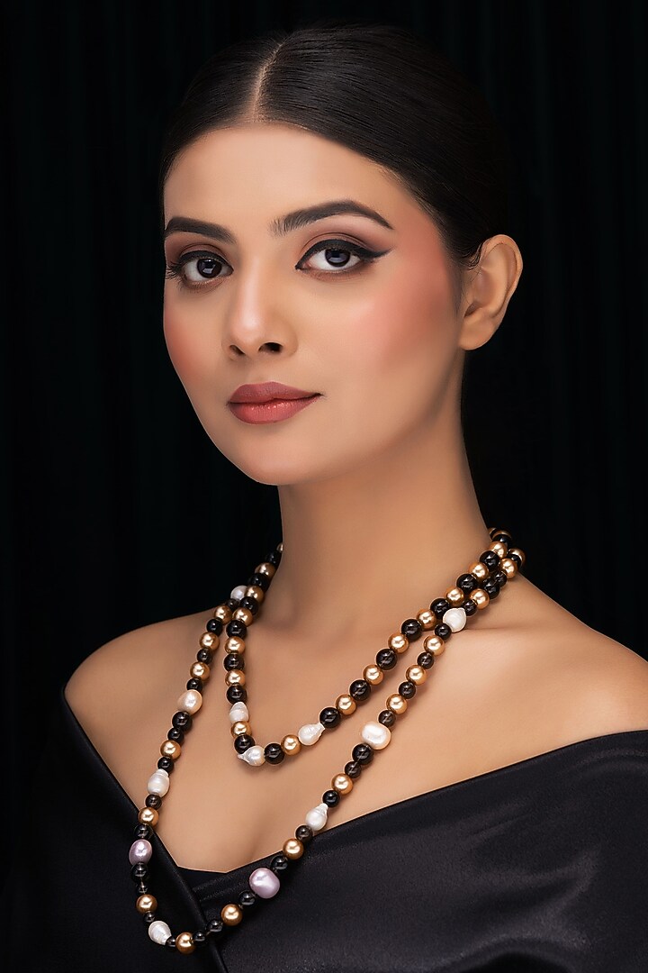 Freshwater Pearl & Smoky Topaz Long Necklace by Jovi Jewels at Pernia's Pop Up Shop