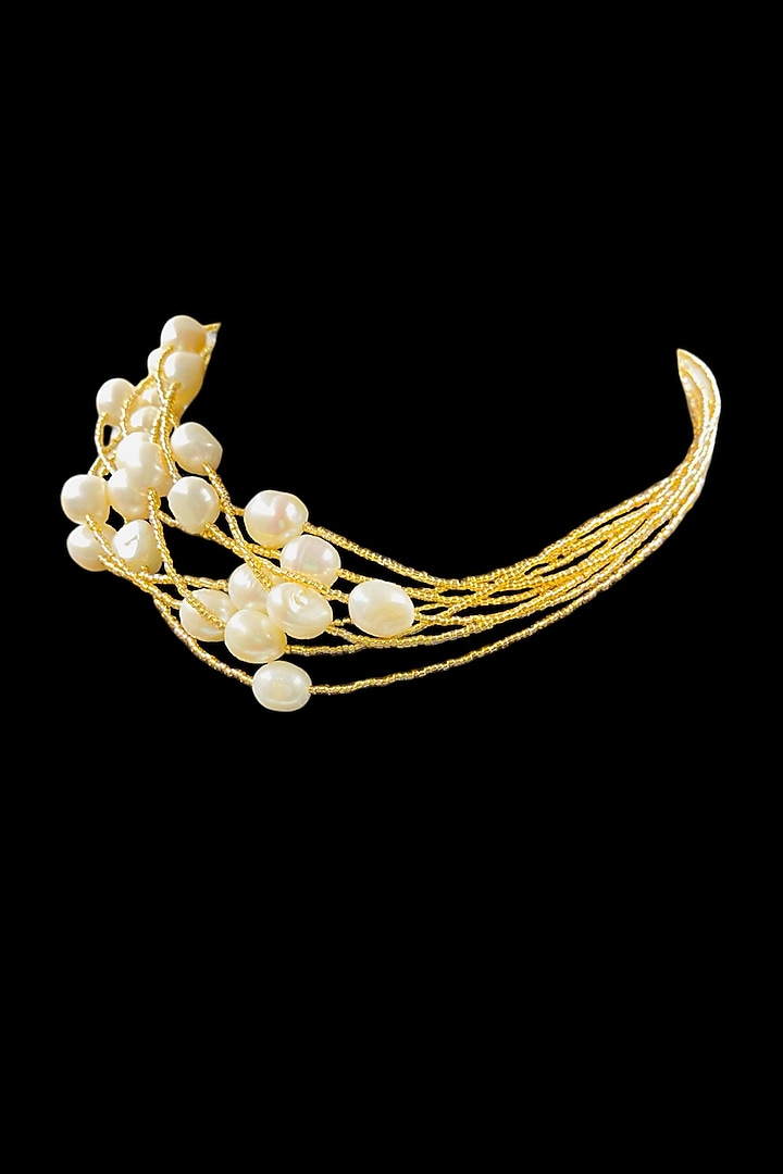 Gold Freshwater Pearl Choker Necklace by Jovi Jewels at Pernia's Pop Up Shop