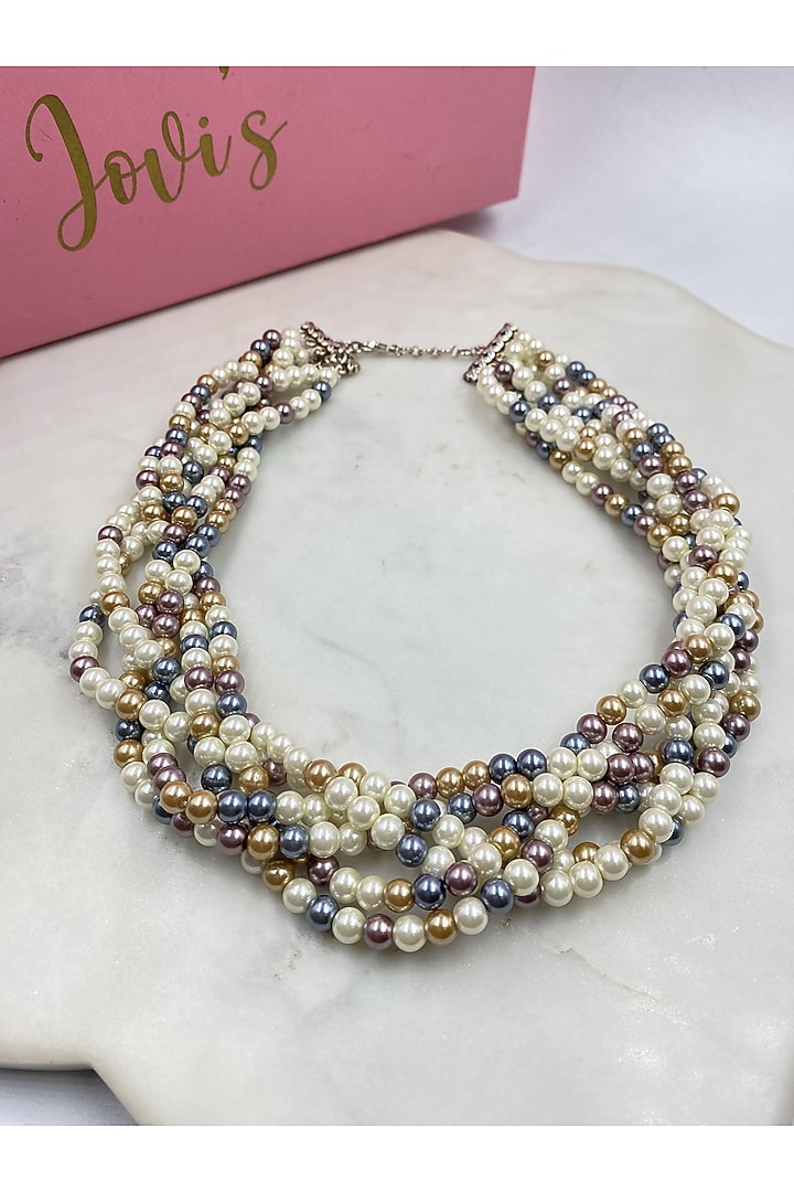Multi-Colored Shell Pearl Twisted Choker Necklace by Jovi Jewels at Pernia's Pop Up Shop