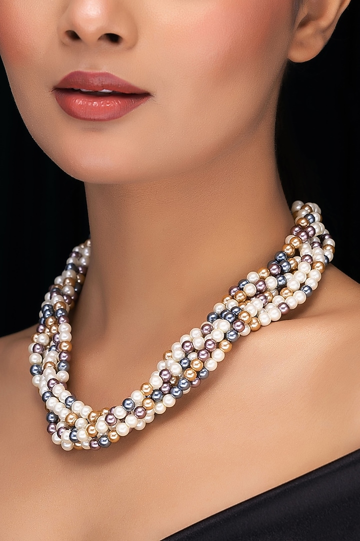 Multi-Colored Shell Pearl Twisted Choker Necklace by Jovi Jewels at Pernia's Pop Up Shop