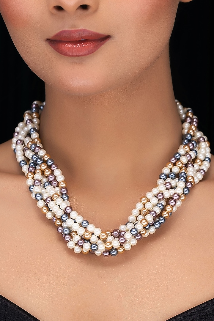 Multi-Colored Shell Pearl Twisted Choker Necklace by Jovi Jewels at Pernia's Pop Up Shop