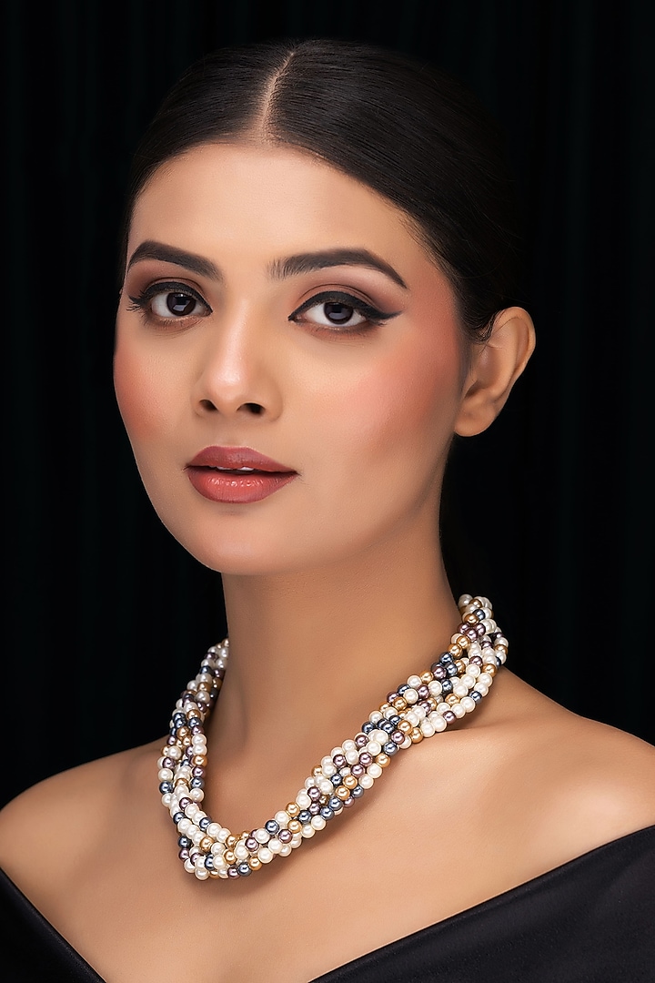 Multi-Colored Shell Pearl Twisted Choker Necklace by Jovi Jewels at Pernia's Pop Up Shop