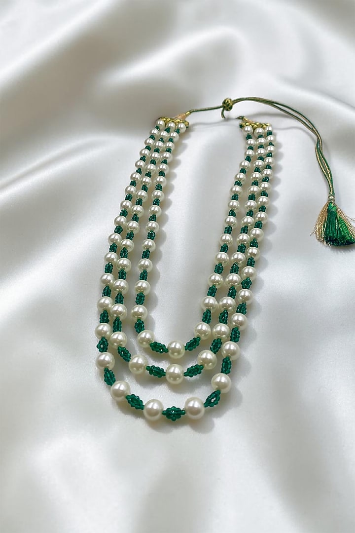 White Shell Pearl & Hydro Stone Long Necklace by Jovi Jewels at Pernia's Pop Up Shop