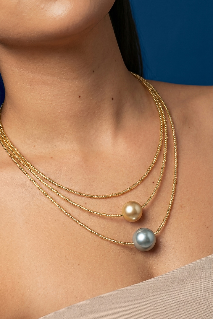 White Shell Pearl Layered Necklace by Jovi Jewels at Pernia's Pop Up Shop