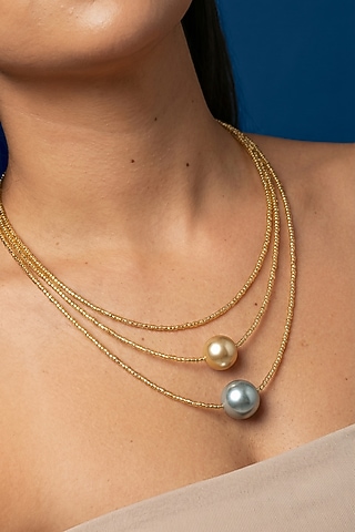White Shell Pearl Layered Necklace by Jovi Jewels