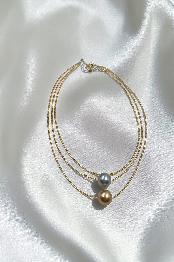 White Shell Pearl Layered Necklace by Jovi Jewels at Pernia's Pop Up Shop