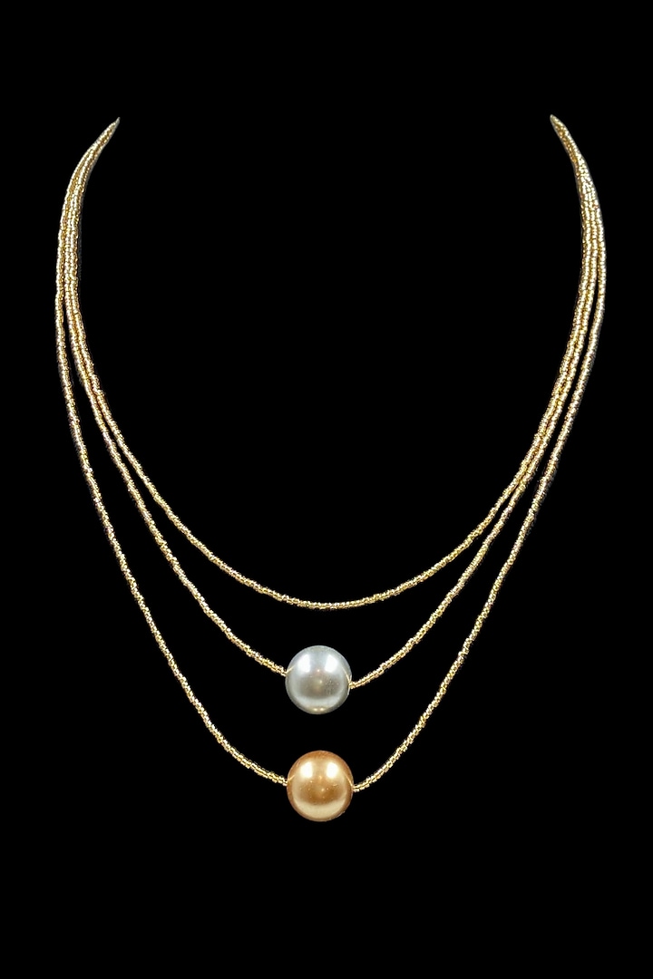 White Shell Pearl Layered Necklace by Jovi Jewels at Pernia's Pop Up Shop