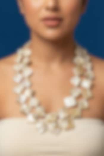 White Mother Of Pearl Layered Necklace by Jovi Jewels at Pernia's Pop Up Shop