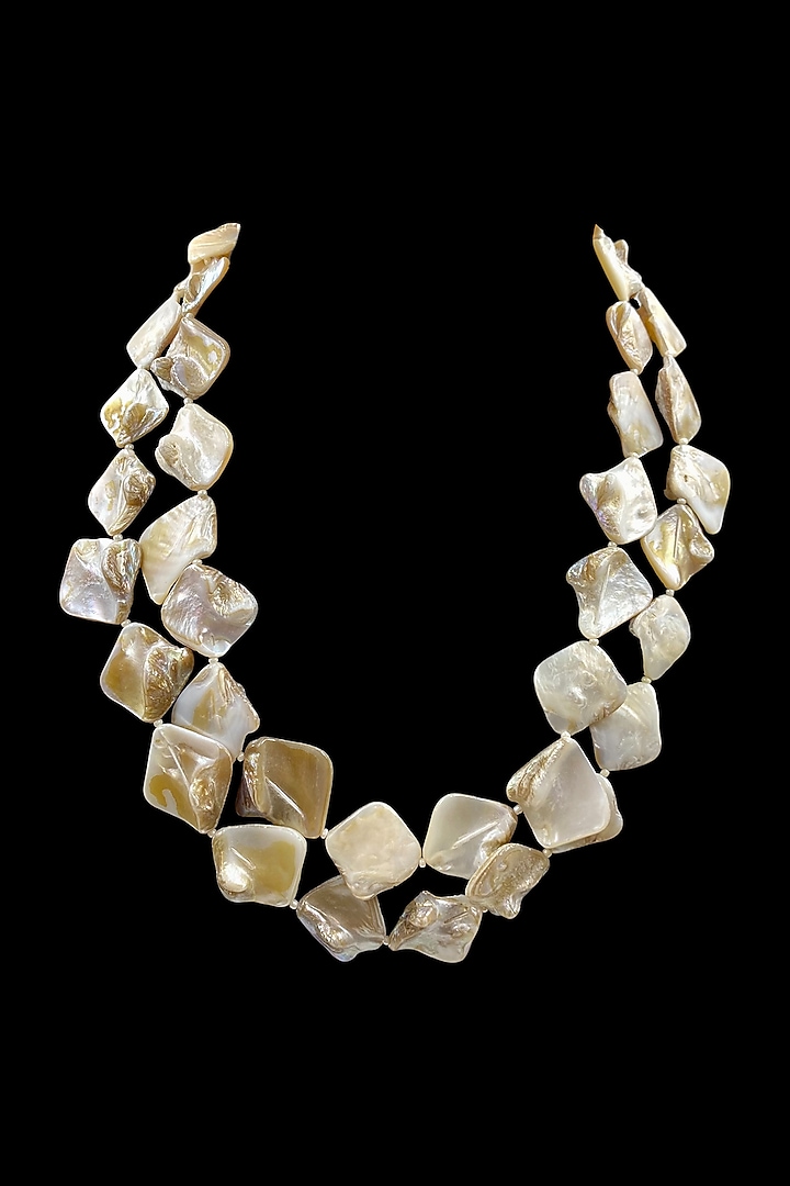 White Mother Of Pearl Layered Necklace by Jovi Jewels at Pernia's Pop Up Shop