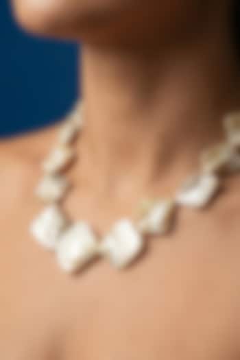 White Mother Of Pearl Necklace by Jovi Jewels at Pernia's Pop Up Shop