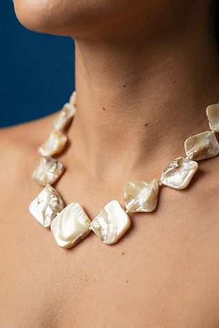 White Mother Of Pearl Necklace by Jovi Jewels