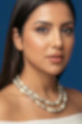 Grey Shell Pearl & Crystal Moonstone Necklace by Jovi Jewels at Pernia's Pop Up Shop