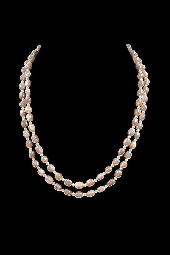 Grey Shell Pearl & Crystal Moonstone Necklace by Jovi Jewels at Pernia's Pop Up Shop