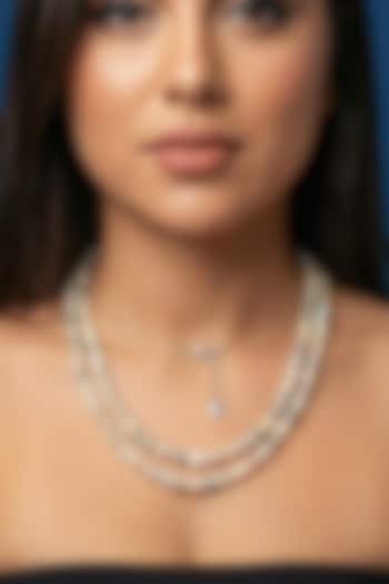 Grey Shell Pearl & Crystal Moonstone Necklace by Jovi Jewels at Pernia's Pop Up Shop