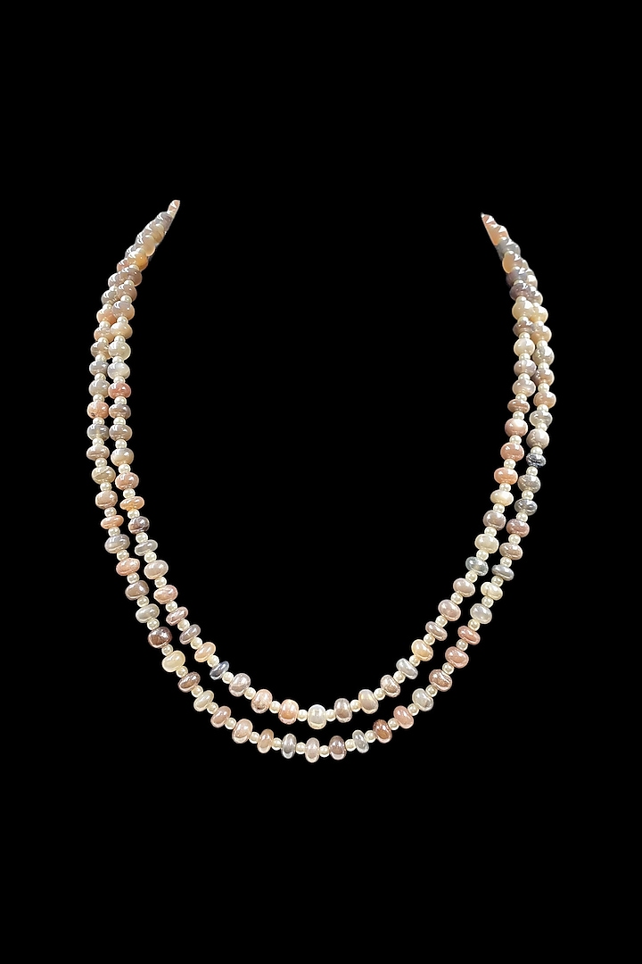 Grey Shell Pearl & Crystal Moonstone Necklace by Jovi Jewels at Pernia's Pop Up Shop